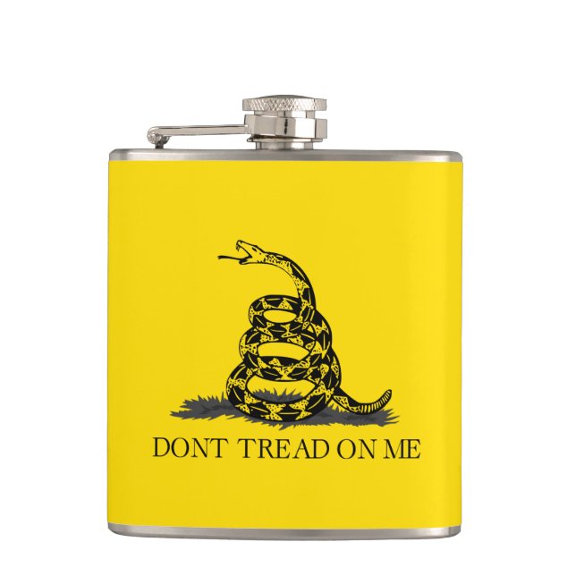 Flasques Ne marche pas sur moi Drapeau Gadsden BLACK JAUNE (Devant)