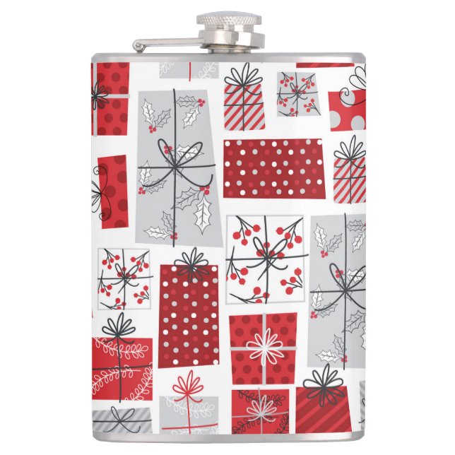 Flasques Noël Festif Rouge argent moderne Cadeaux (Devant)