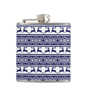 Flasques Noël, Folk Scandinave Bleu et Blanc