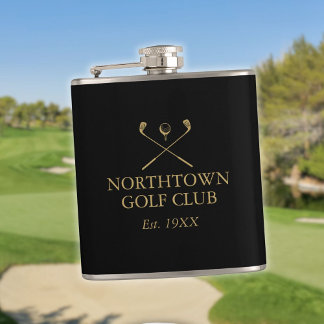 Flasques Nom du club de golf Black and Gold personnalisé