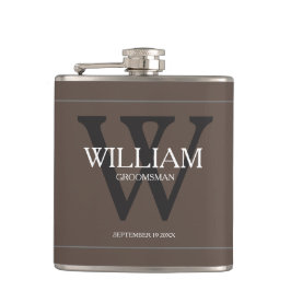 Flasques Nom du Groomsman personnalisé Tan Mariage Flask