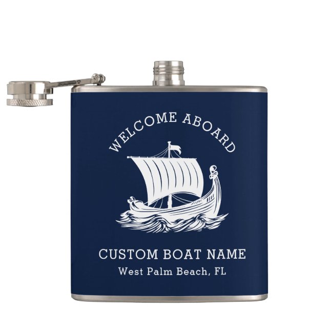 Flasques Nom et logo du bateau Nautique moderne (Ouvert)