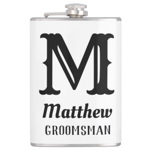 Flasques Nom Monogramme Masculin Mariages Classiques Noir 
