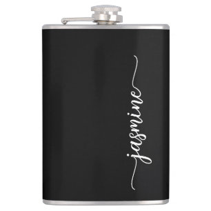 Flasques Nom monogramme noir en calligraphie élégante et fé