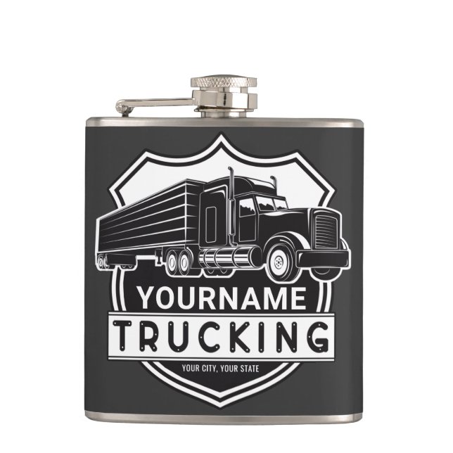 Flasques NOM personnalisé Camions Big Rig Semi Trucker (Devant)