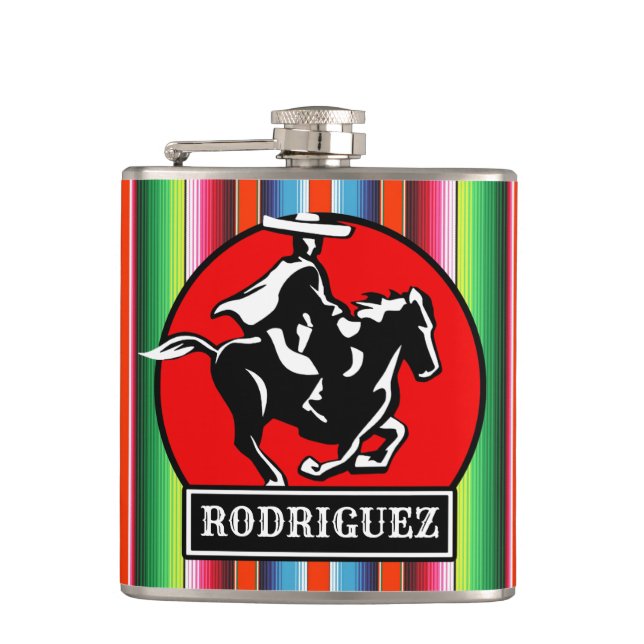 Flasques Nom personnalisé Charro Horse espagnol mexicain Se (Devant)