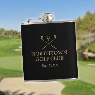 Flasques Nom personnalisé de club de golf noir et or