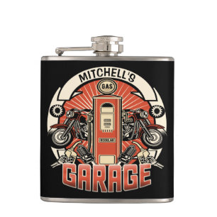 Flasques Nom personnalisé Garage moto moto pompe à gaz rétr