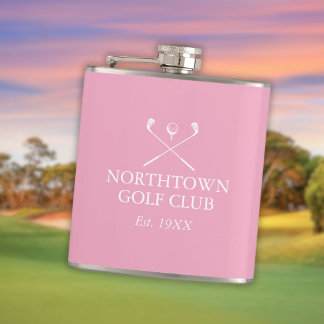 Flasques Nom personnalisé personnalisé du club de golf rose