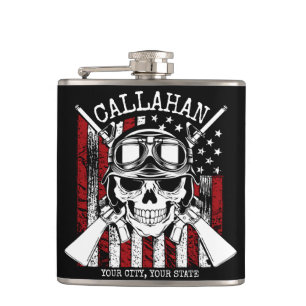 Flasques NOM personnalisé Soldat Crâne Double Armes USA Dra