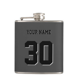 Flasques Numéro et nom personnalisés en noir simple