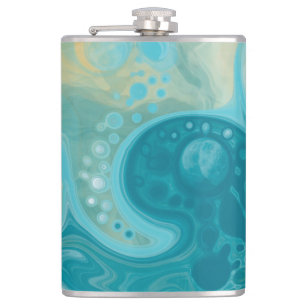 Flasques Ocean Blue Waves et Sandy Brown Fluid Art