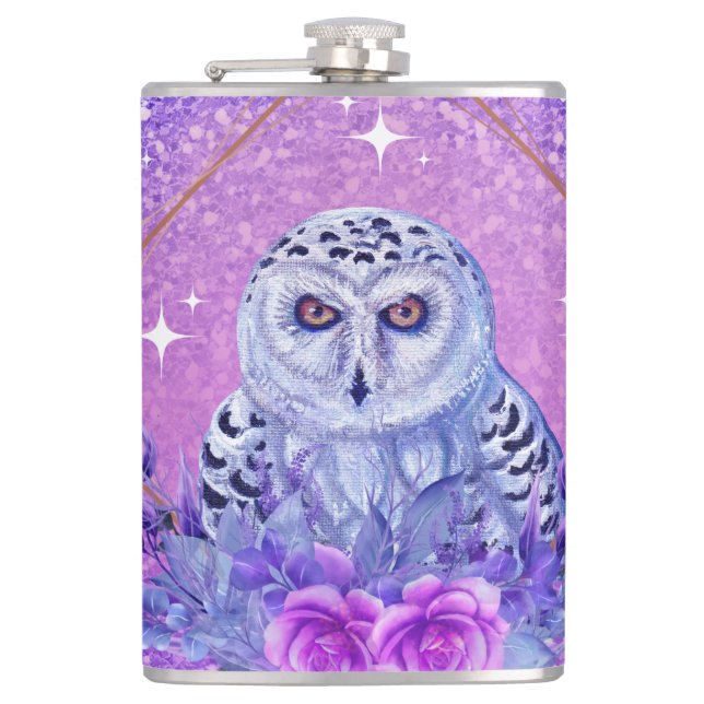 Flasques OEuvre de déesse de hibou neigeux par Renee Lavoie (Devant)