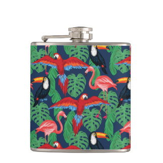 Flasques Oiseaux tropicaux dans des couleurs lumineuses