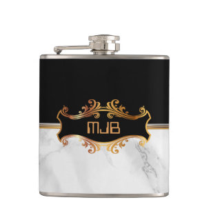 Flasques Or de luxe avec noir et Marbre blanc