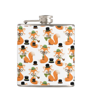 Flasques Orange Fox Black Hat Nerd Hipster Glasses Foxes