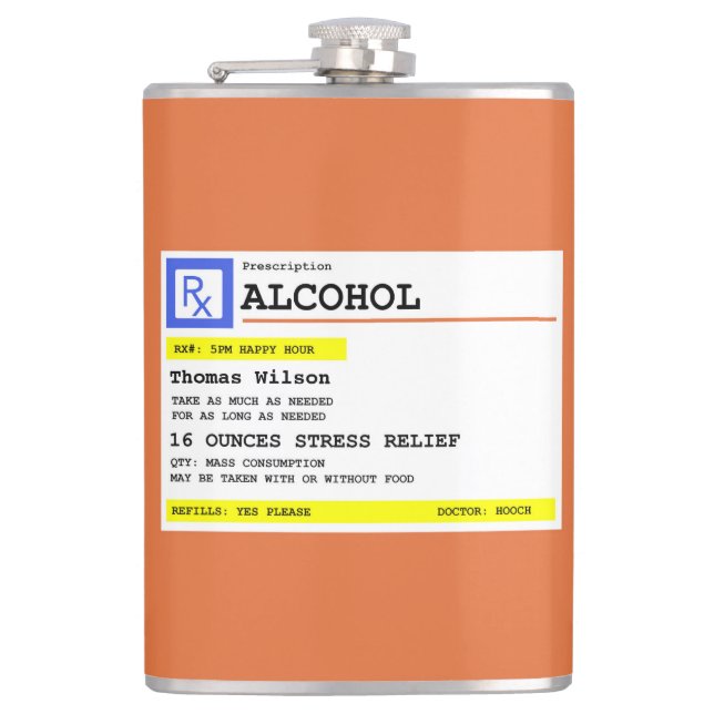 Flasques Ordonnance personnalisée Alcool humoristique (Devant)