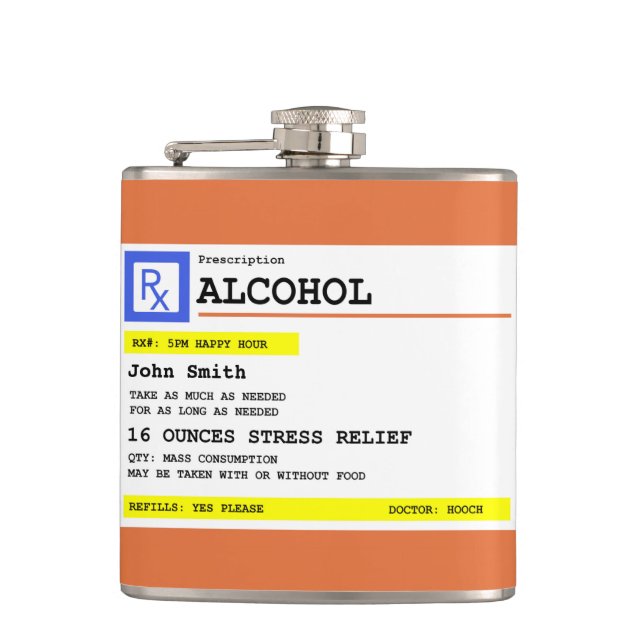 Flasques Ordonnance personnalisée Alcool humoristique (Devant)