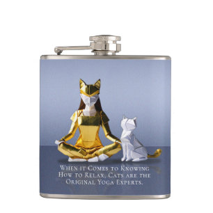 Flasques Origami Gold Foil Yoga Méditer Catwoman and Cat