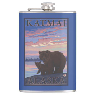Flasques Ours et CUB - Katmai, Alaska