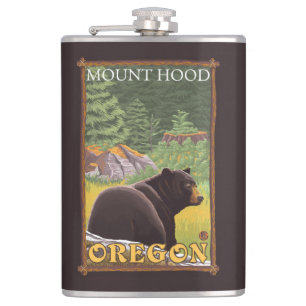 Flasques Ours noir dans la forêt - capot de bâti, Orégon