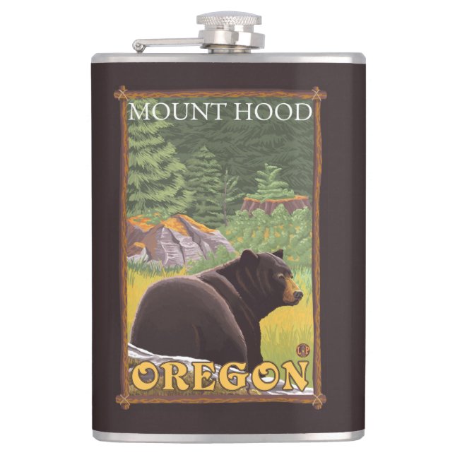 Flasques Ours noir dans la forêt - capot de bâti, Orégon (Devant)