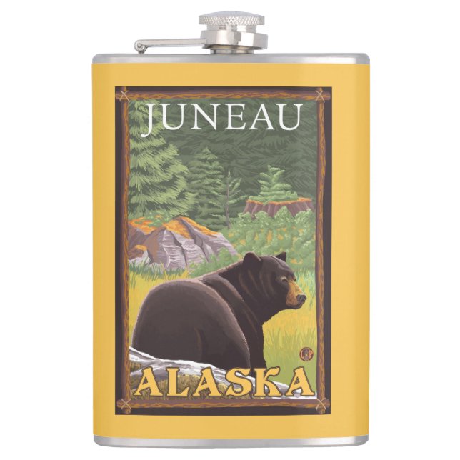 Flasques Ours noir dans la forêt - Juneau, Alaska (Devant)
