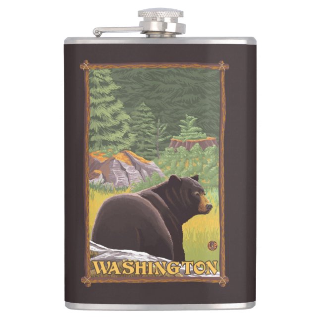 Flasques Ours noir dans la forêt - Washington (Devant)