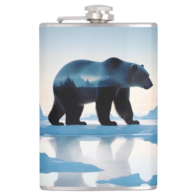 Flasques Ours polaire Double exposition Nature animale Natu (Devant)