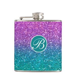 Flasques Pailleté Rose Turquoise Aqua Bleu Et Violet