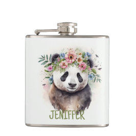 Flasques Panda Flowers Watercolor