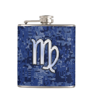 Flasques Panneau Virgo Zodiac sur Camouflage numérique bleu