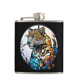 Flasques Panther Animal Portrait Vitrail Art de la faune