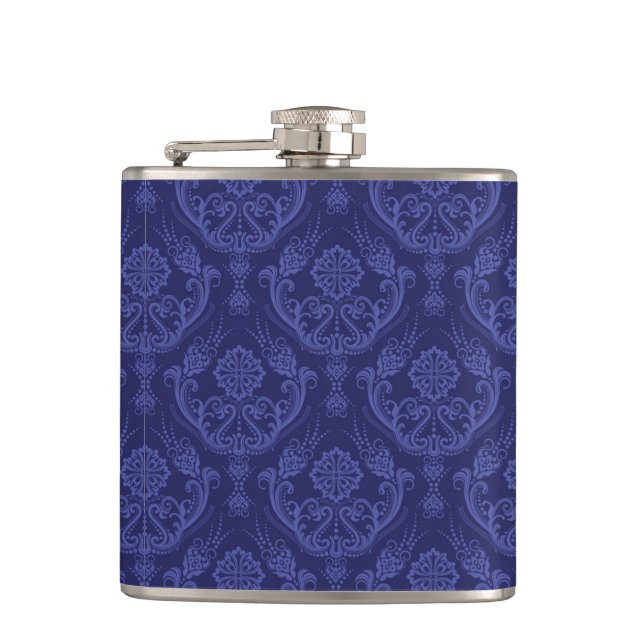 Flasques Papier peint floral bleu de luxe de damassé (Devant)