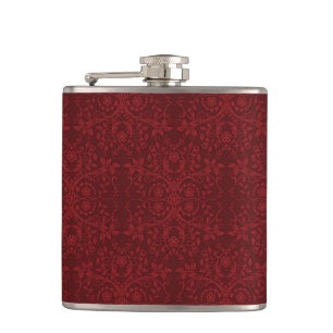 Flasques Papier peint floral rouge détaillé