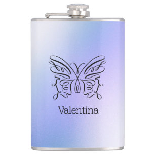 Flasques Papillon bleu violet Holographique Nom du monogram