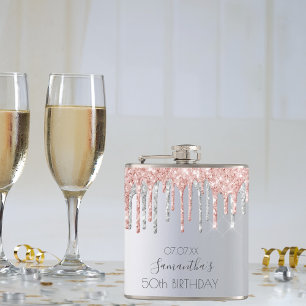 Flasques Parties scintillant d'argent d'anniversaire goutte
