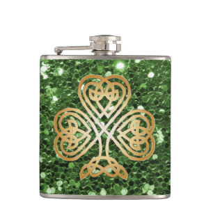 Flasques Parties scintillant de Green Faux, Shamrock celte 