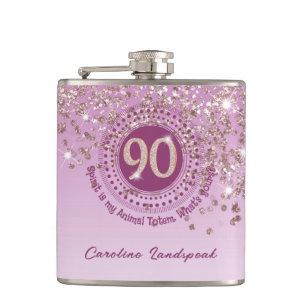 Flasques Parties scintillant d'or et devis de boisson de 90