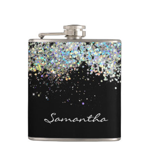 Flasques Parties scintillant Girl Nom personnalisé Monogra