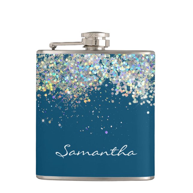 Flasques Parties scintillant Girl Nom personnalisé Monogram (Devant)