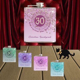 Flasques Parties scintillant or 30 et Rose et devis de bois