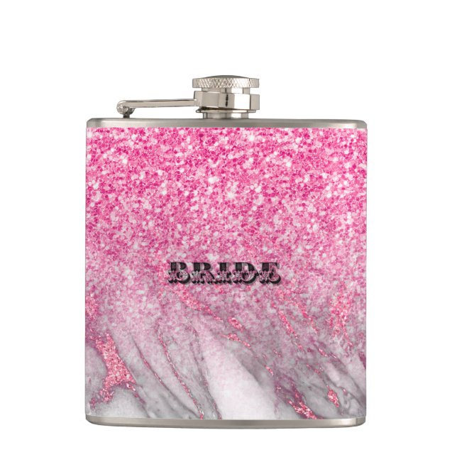 Flasques Parties scintillant rose & Marbre Ombre (Devant)