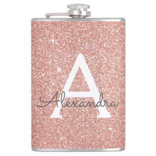 Flasques Parties scintillant rose Rose or et Monogramme éti