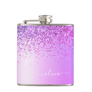 Flasques Parties scintillant violet Monogramme Nom Luxury G