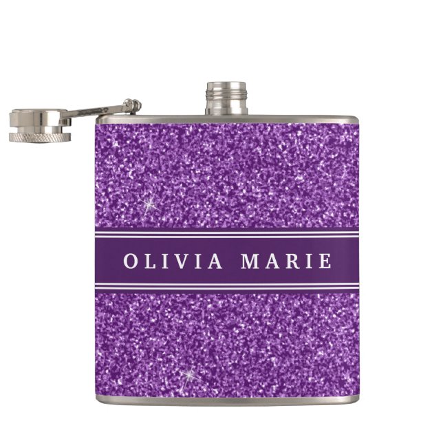 Flasques Parties scintillant violette (faux) Nom personnali (Ouvert)