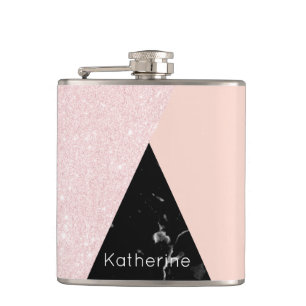 Flasques Parties scintillantes roses girly élégantes d'or