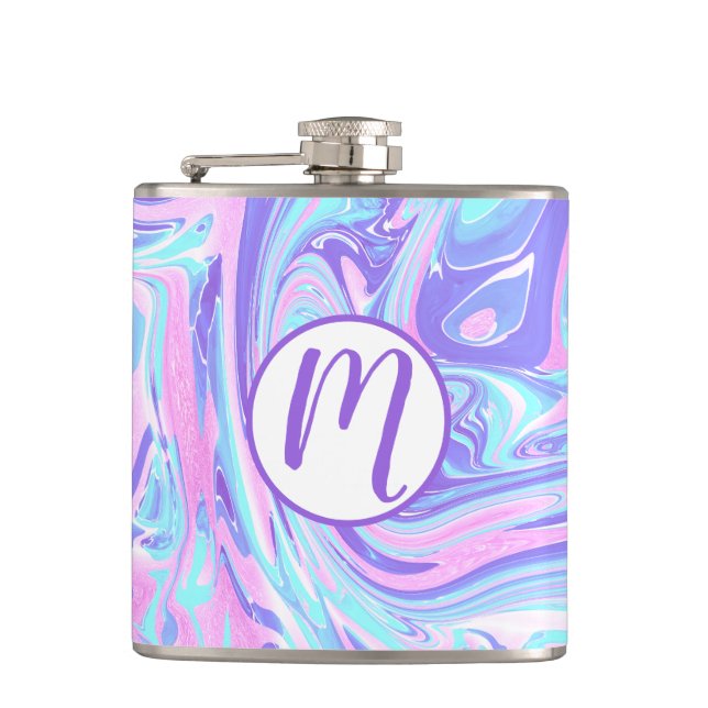 Flasques Pastel Blue & Purple Marble Texture liquide (Devant)