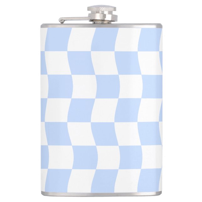 Flasques Pastel Blue White Retro Checkerboard Pattern (Devant)