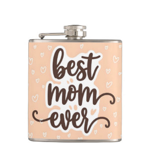 Flasques Pastel Orange Meilleure Maman Jamais Script Coeurs